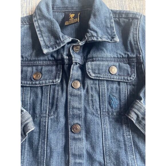 US Polo‎ Assn 90's Y2K Kids Infant Snap front Denim Truck Jacket Jean 24 Months - Picture 3 of 4